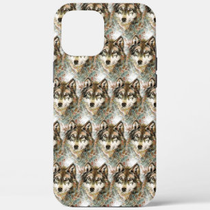 Case-Mate iPhone Case Aquarelle Tête de loup gris noir blanc