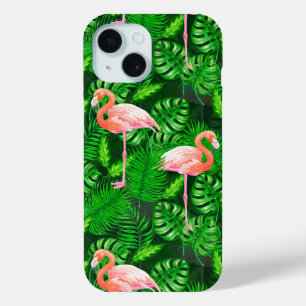 Coque Pour iPhone 15 Aquarelle tropicale Flamant rose