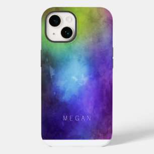 Coque Pour iPhone 14 Aquarelle Turquoise Purple Green Personnalisable