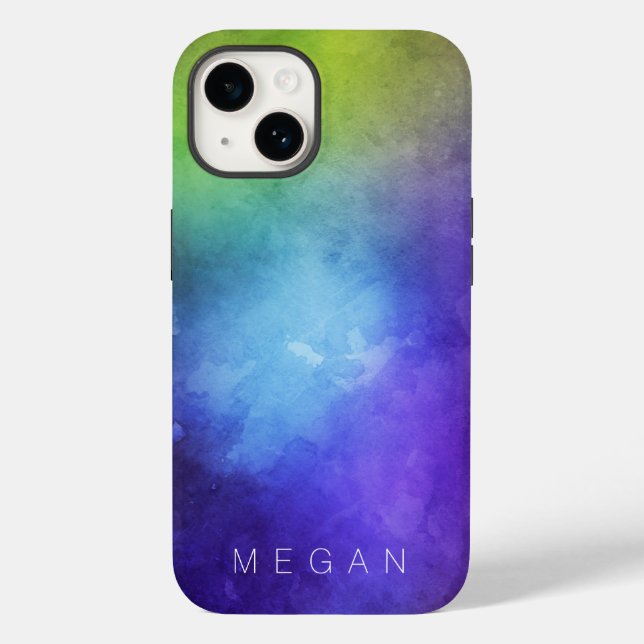 Coques Case-Mate iPhone Aquarelle Turquoise Purple Green Personnalisable (Verso)