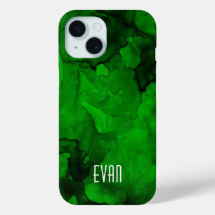 Coque Pour iPhone 15 Aquarelle verte