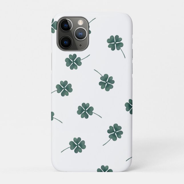 Coques Case-Mate iPhone Aquarelle verte à quatre feuilles (Dos)