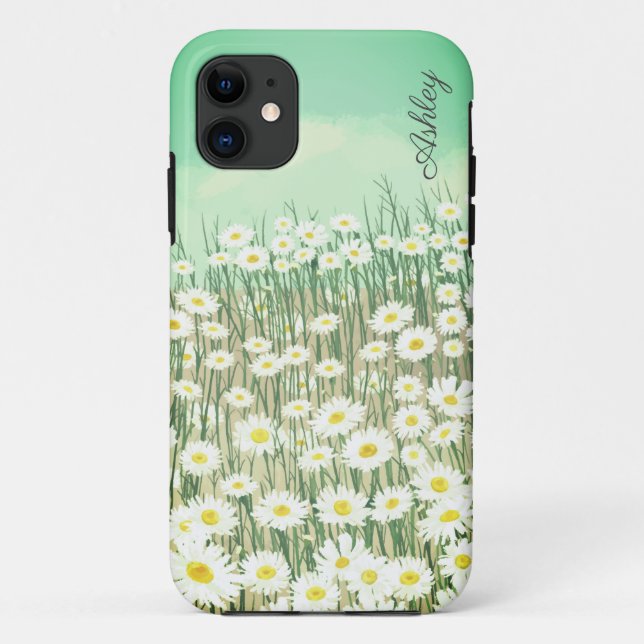 Coques Case-Mate iPhone Aquarelle verte - nom personnalisé (Dos)