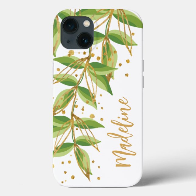 Coques Case-Mate iPhone Aquarelle verte personnalisée (Verso)