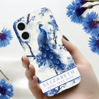 Aquarelle vintage Delft Blue Floral Peacock