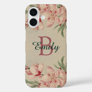 Coque Pour iPhone 16 Aquarelle vintage rose florale personnalisée