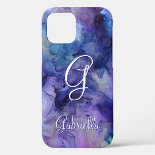 Case-Mate iPhone Case Aquarelle violette et bleu Galaxy Nom initial
