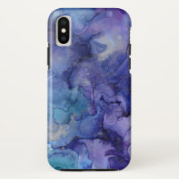 Aquarelle violette et bleue