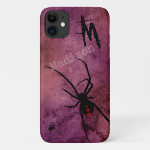 Case-Mate iPhone Case Araignée noire Gothique Halloween Nom du monogramm