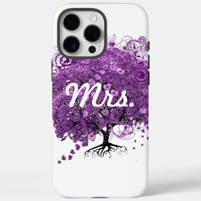 Coques Case-Mate iPhone Arbre à feuilles de coeur mauve Mme Bride (Verso)