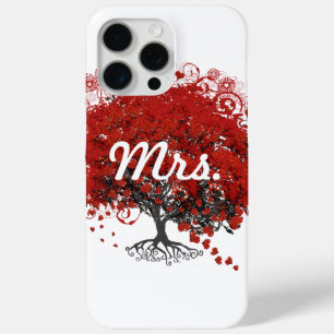 Coque iPhone 15 Pro Max Arbre à feuilles de coeur rouge