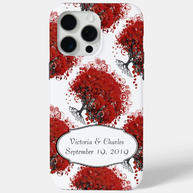 Coques Case-Mate iPhone Arbre à feuilles de coeur rouge (Verso)