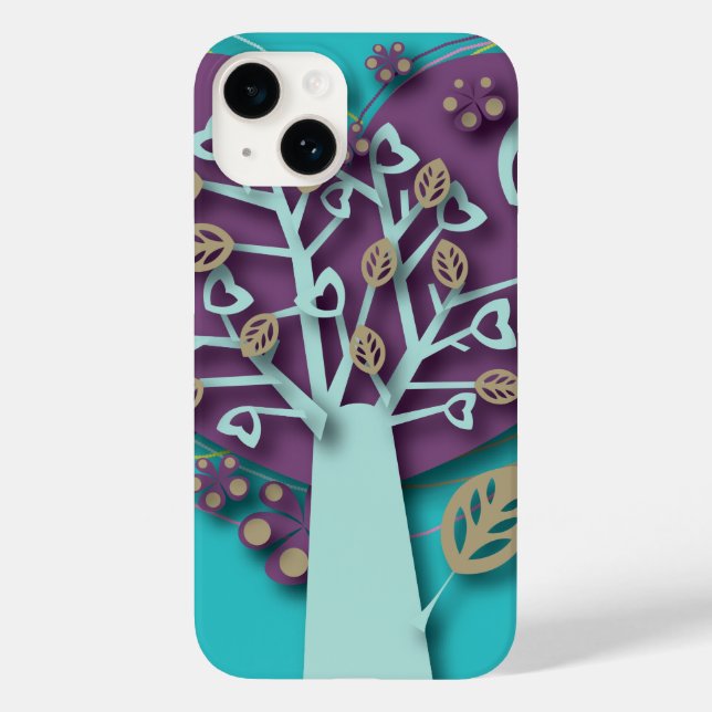 Coques Case-Mate iPhone Arbre avec Fleurs Coeurs, Amour Rétro et Romance (Verso)