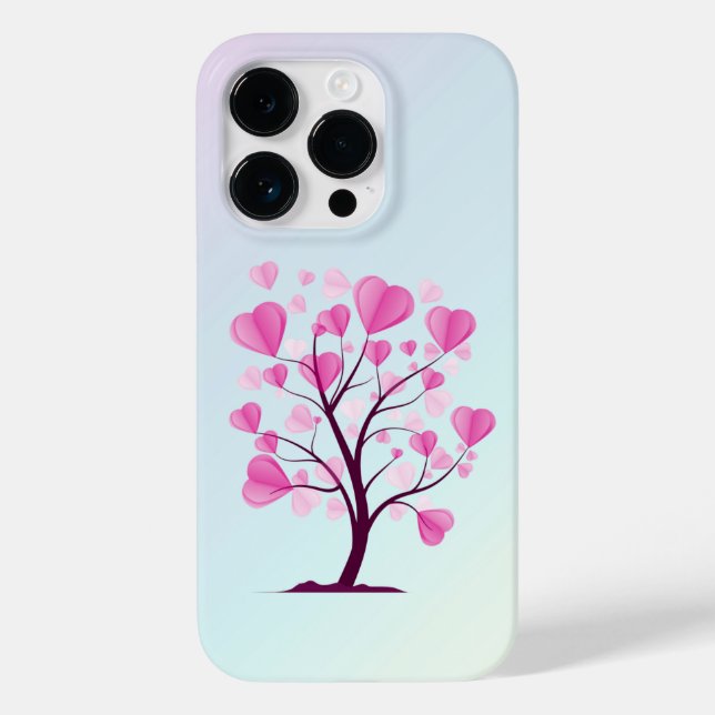 Coques Case-Mate iPhone Arbre d'amour Arbre de coeur Pastel rose Aquarelle (Verso)
