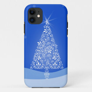 Case-Mate iPhone Case Arbre de Noël Bleu Blanc Étoiles Lumière de Nuit