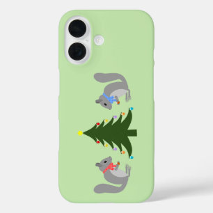 Coque Pour iPhone 16 Arbre de Noël décorant les écureuils