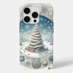 Coque iPhone 15 Pro Arbre de Noël d'hiver