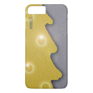 Coque iPhone 8 Plus/7 Plus Arbre de Noël doré sur gris avec texte