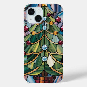 Coque Pour iPhone 15 Arbre de Noël en verre coloré de style Tiffany