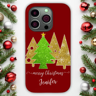 Coque Pour iPhone 14 Pro Arbre de Noël   Minimaliste   parties scintillant 
