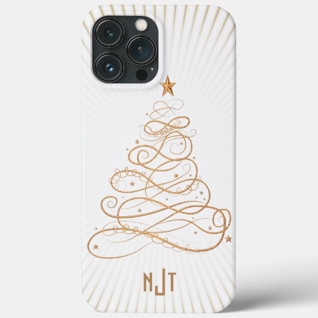 Coques Case-Mate iPhone Arbre de Noël Monogramme Golden Filigree (Verso)