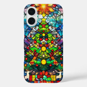 Coque Pour iPhone 16 Arbre de Noël vibrant en verre coloré
