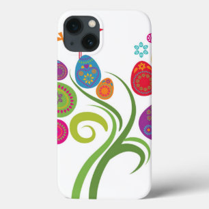 iPhone 13 Coque Arbre de Pâques avec les oeufs et les fleurs