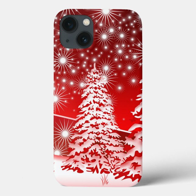 Coques Case-Mate iPhone Arbre rouge avec neige (Christmas iPhone Case Decorated for the Holiday Season!)