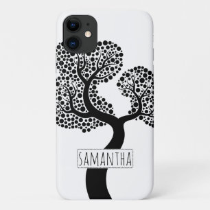 Case-Mate iPhone Case Arbre stylisé noir et blanc et nom