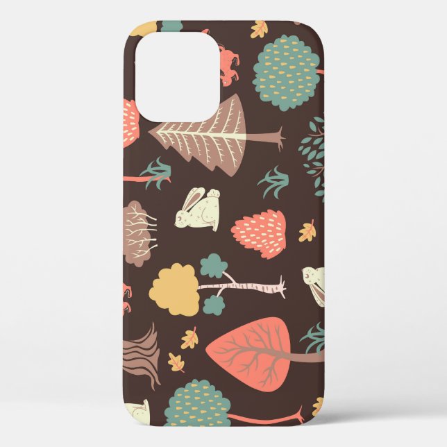 Coques Case-Mate iPhone Arbres Animaux : Scène Naturelle Dessinée À La Mai (Verso)