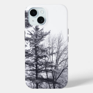 Coque Pour iPhone 15 Arbres couverts de neige : Verticaux