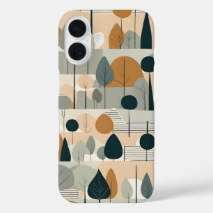Coque Pour iPhone 16 Arbres d'art moderne dans les tons de terre