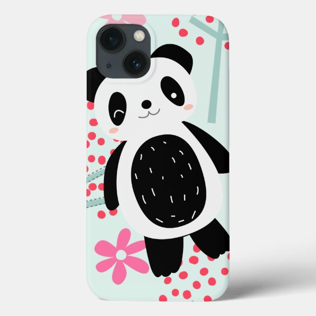 Coques Case-Mate iPhone Arbres, fleurs et ours de panda (Verso)