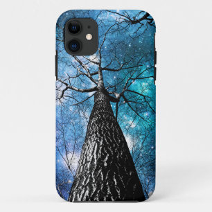 Case-Mate iPhone Case Arbres hivernaux Cieux de la Galaxie Turquoise