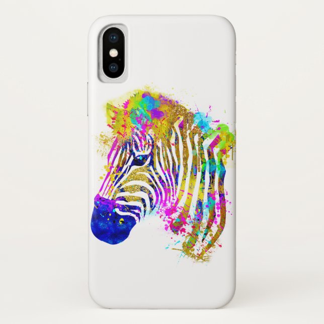Coques Case-Mate iPhone Arc en arc-en-ciel Peinture Zebra Graphique (Dos)