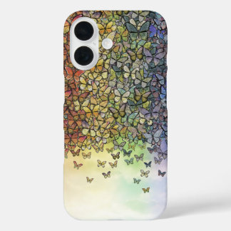 Coque Pour iPhone 16 arc-en-ciel aux papillons