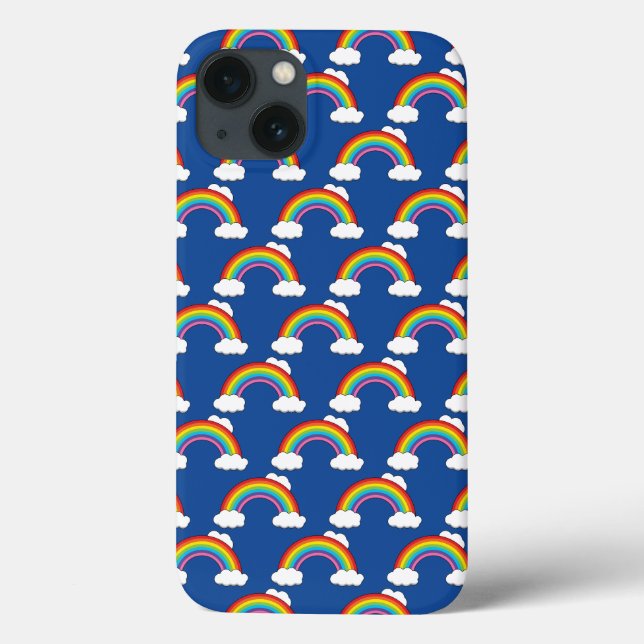 Coques Case-Mate iPhone Arc en ciel avec nuages blancs (Verso)