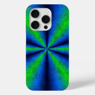 Coque iPhone 15 Pro Arc-en-ciel bleu vert dans la peau d'éléphant en c