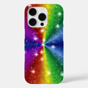 Coques iPhone 16 Pro Arc-en-ciel en cuir d'éléphant optik, gouttes d'ea