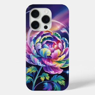 Coque iPhone 15 Pro Arc-en-ciel en fleur cosmique