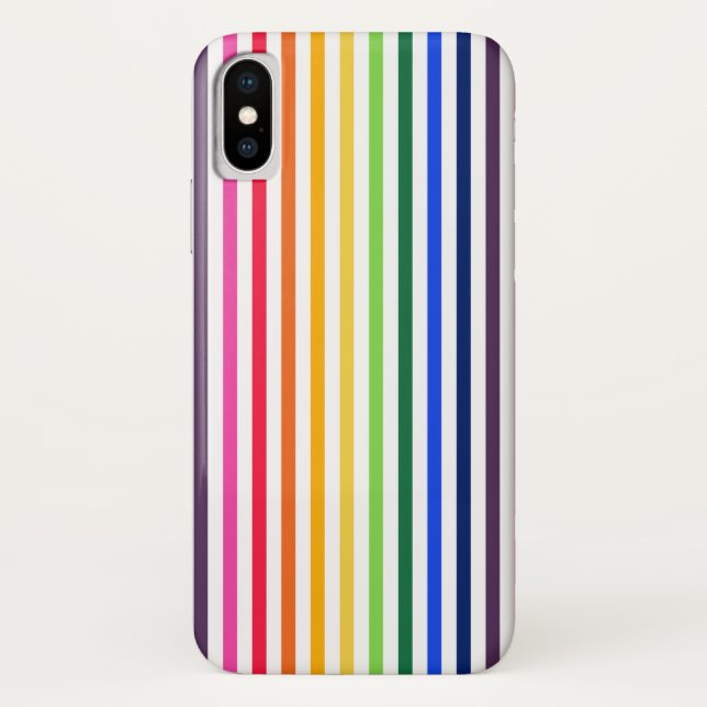 Coques Case-Mate iPhone Arc-en-ciel et rayures blanches (Dos)