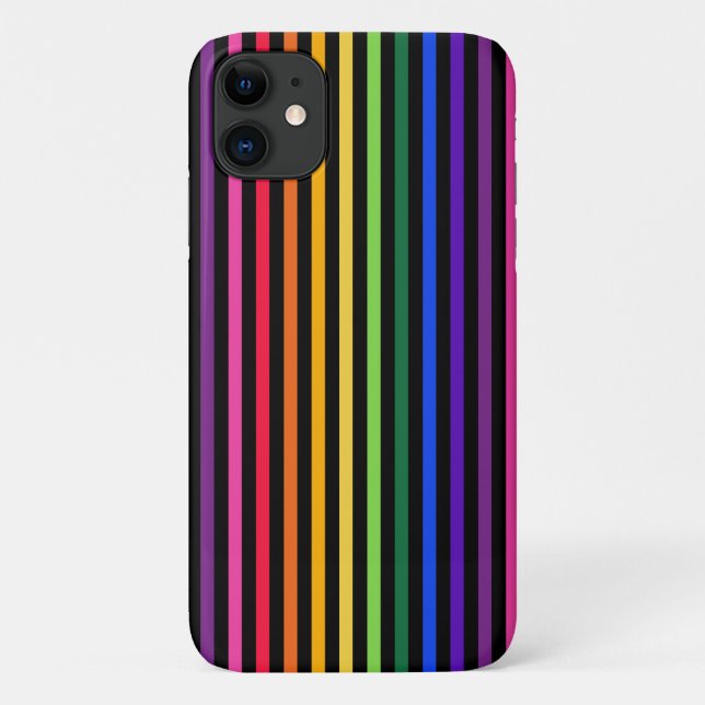 Coques Case-Mate iPhone Arc-en-ciel et rayures noires (Dos)