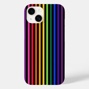 Coque Pour iPhone 14 Arc-en-ciel et rayures noires Coque-coque iphone M