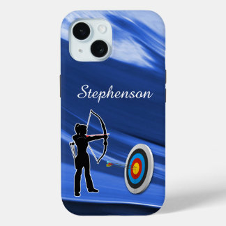 Coque Pour iPhone 15 Archery - Archer Silhouette and target Personalize