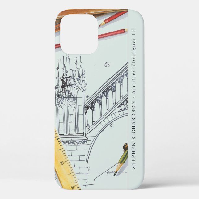 Coques Case-Mate iPhone Architect Engineer Watercolor monogram (Verso)