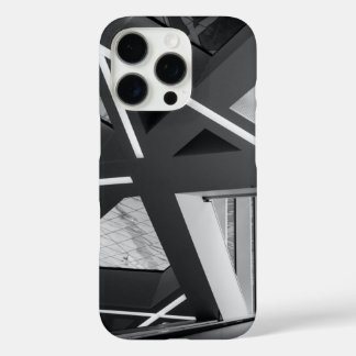 Coques iPhone 16 Pro Architecture géométrique en noir et blanc - Gras M