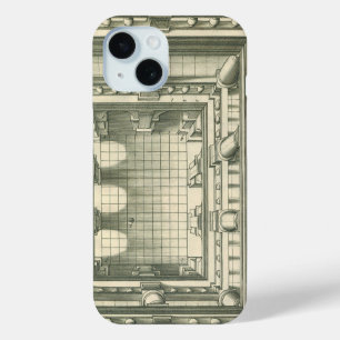 Coque Pour iPhone 15 Architecture Vintage, Perspective de la cour à l'a