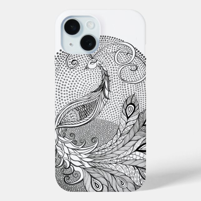 Coques Case-Mate iPhone Argent clair de lune et paon blanc (Verso)