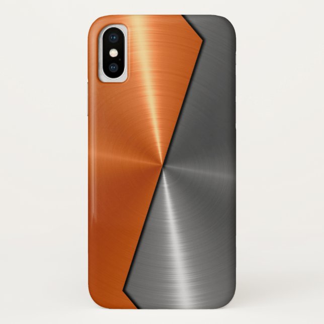 Coques Case-Mate iPhone Argent et métal orange d'acier inoxydable (Dos)