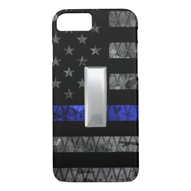 Coques Case-Mate iPhone (Argent) Lieutenant Ligne Bleue Mince Drapeau Dist (Dos)
